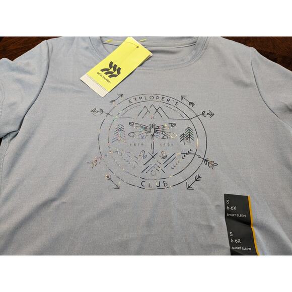 All in Motion Explorers Club TShirt Girls Small 6 6X Gray Short Sleeve Dragonfly - Picture 2 of 9